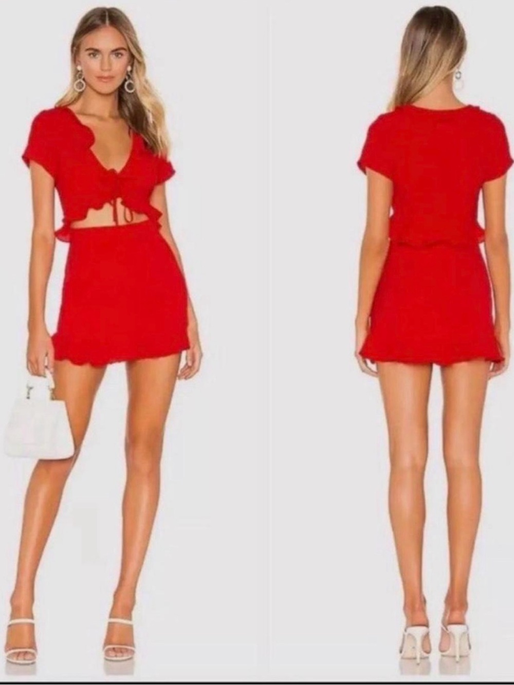 NWTS More To Come-Ruffle Tie-Front Red Mini Dress